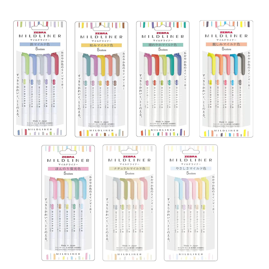 Pastel Highlighter Set Double Ended - Zebra Mildliner rozświetlacz pastelowy pełny zestaw