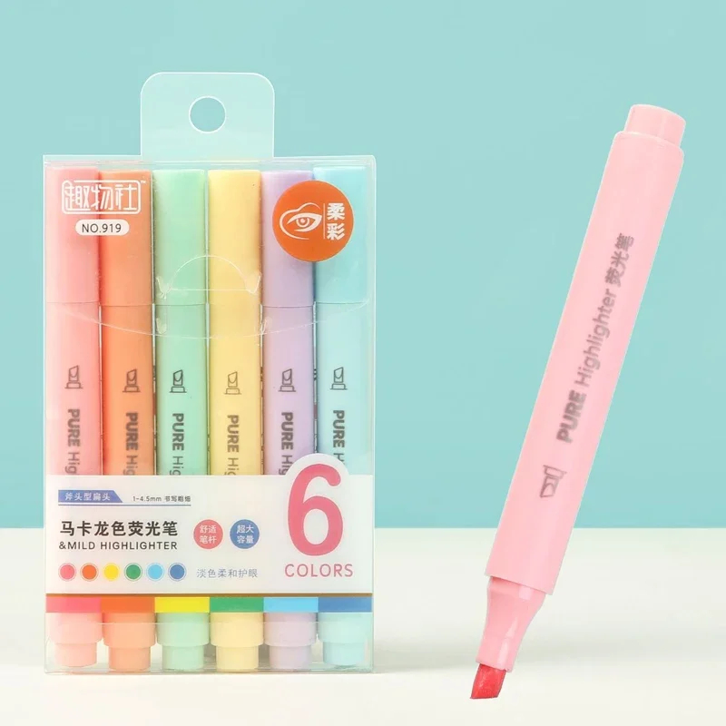 Pastel Highlighter Set Double Ended - 6 sztuk/zestaw Zakreślacze w pastelowych kolorach