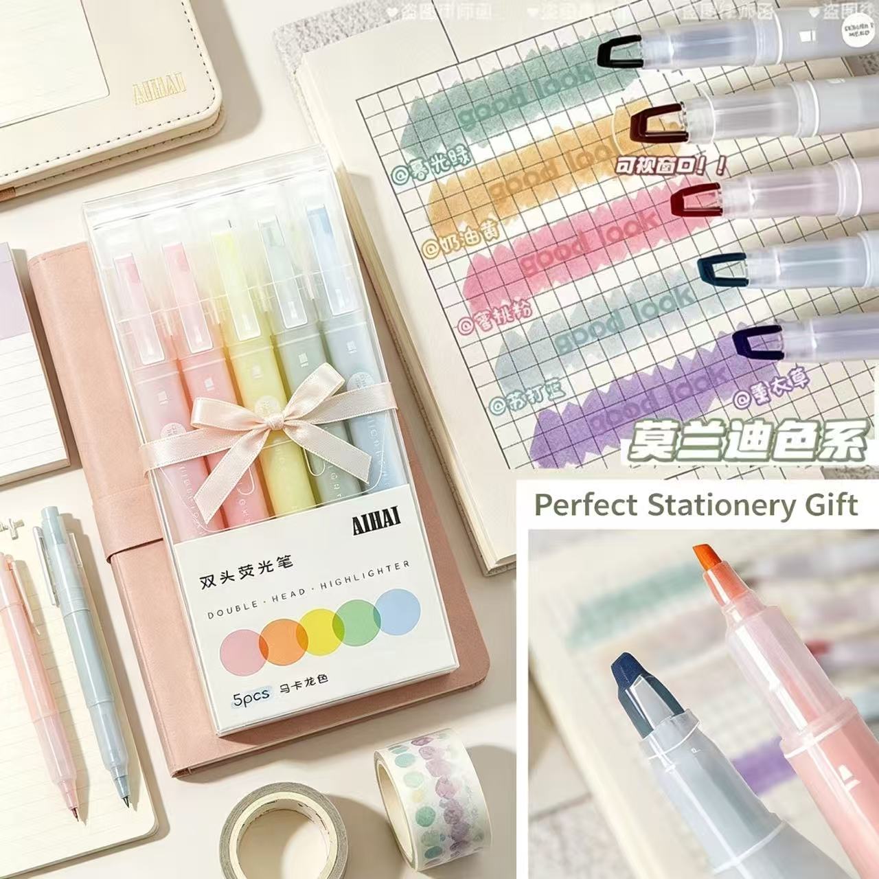 Pastel Highlighter Set Double Ended - 5-25 Kolorów/Zestaw Dwustronne Zakreślacze z Unikalną