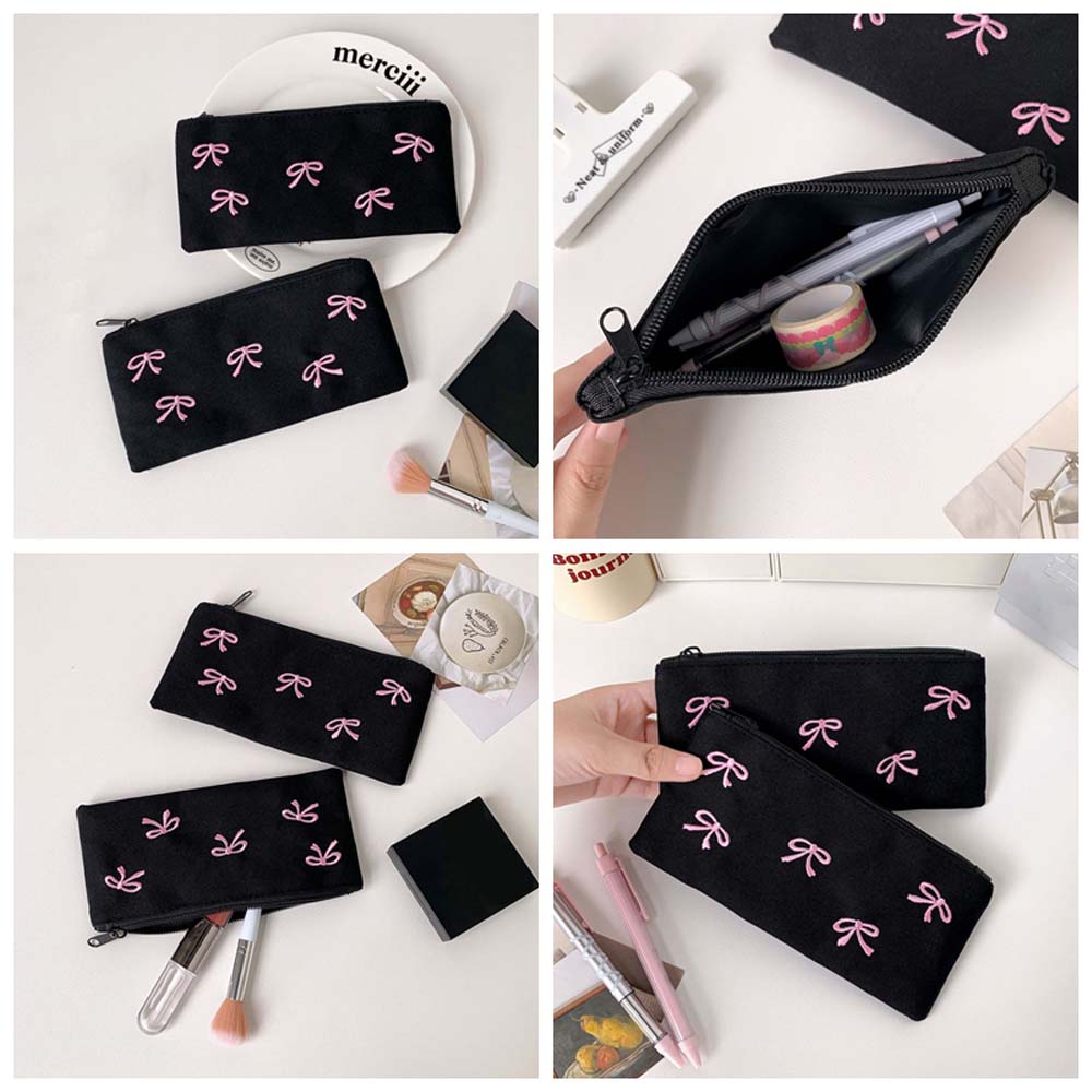 Piórnik z kokardą, duża pojemn – Aesthetic Large Pencil Case Pouch recenzja i cena