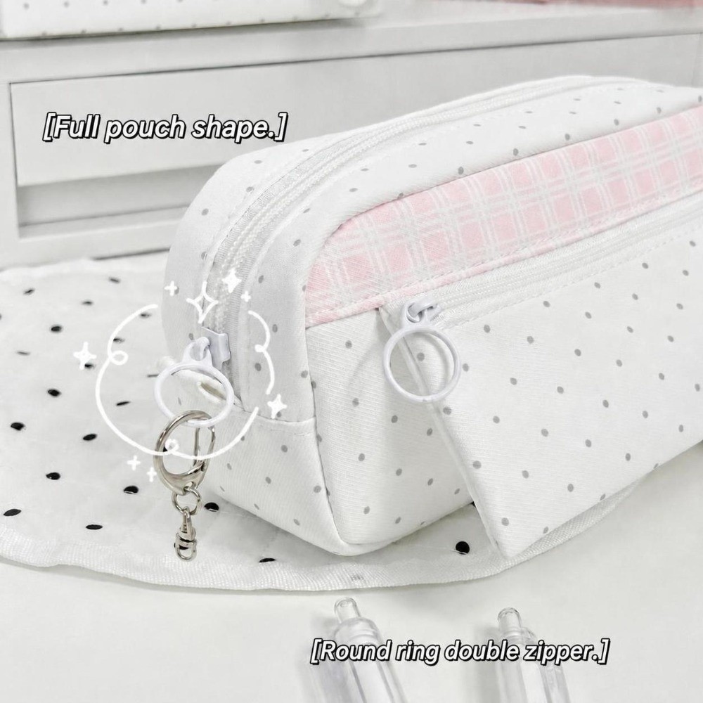 Estetyczny piórnik w kropki i  – Aesthetic Large Pencil Case Pouch recenzja i cena
