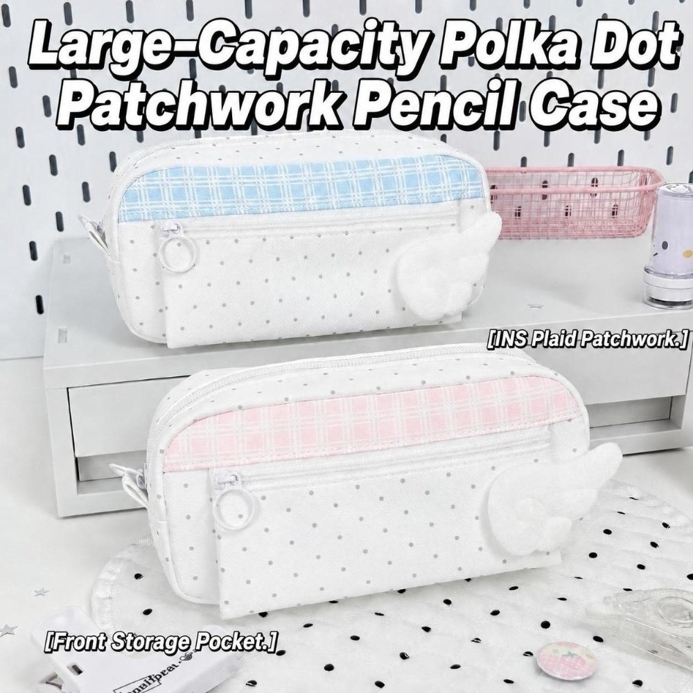 Estetyczny piórnik w kropki i  – Aesthetic Large Pencil Case Pouch recenzja i cena
