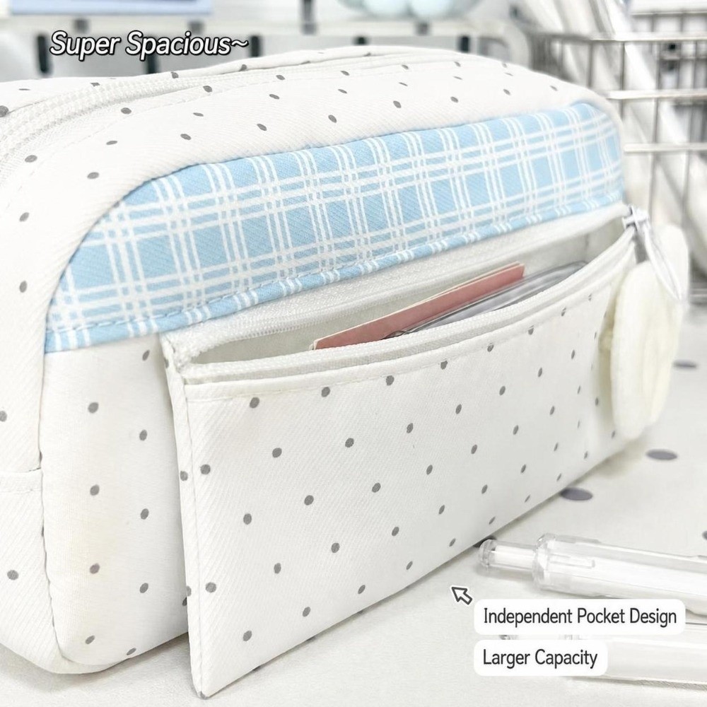 Estetyczny piórnik w kropki i  – Aesthetic Large Pencil Case Pouch recenzja i cena