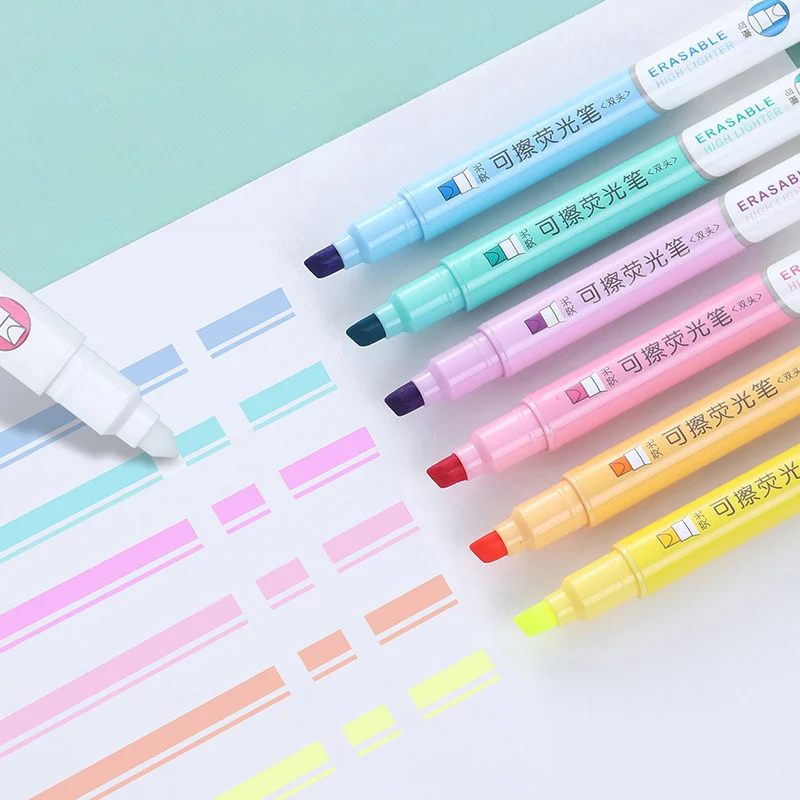 6 kolorów zmazywalnych zakreśl – Pastel Highlighter Set Double Ended recenzja i cena