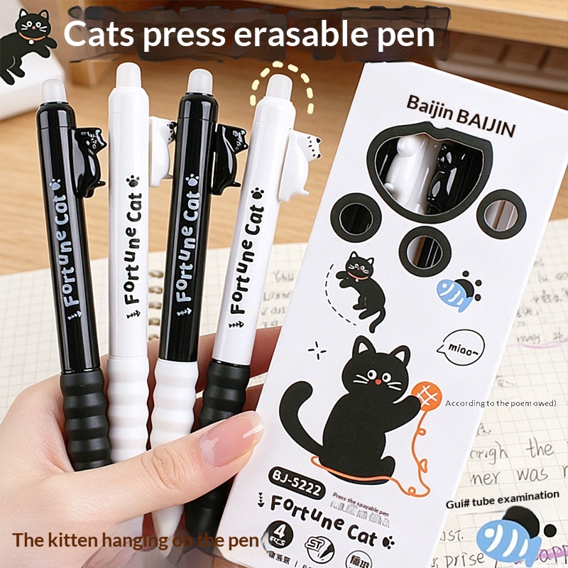 4 sztuki uroczych długopisów ż – Retractable Eraser Pen Click recenzja i cena