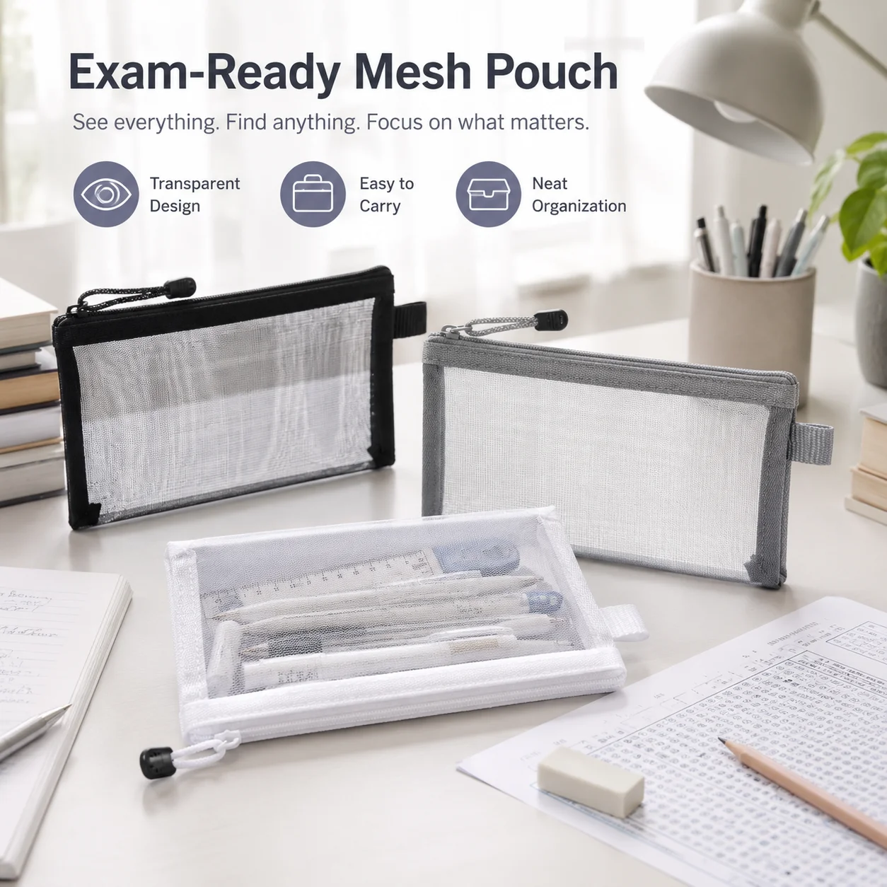 Przezroczysta siatkowa torba n – Clear Mesh Pencil Pouch For Exam recenzja i cena